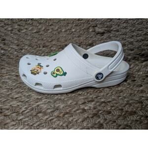 Crocs Classic Clog Unisex Sandals White Comfort Shoes 5 Charms Women's 9 Beach
